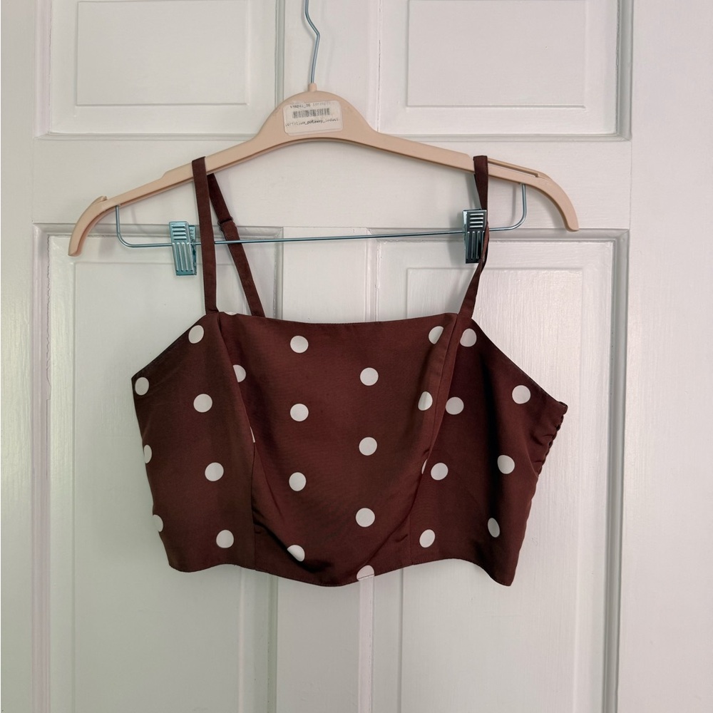 Old Navy-THE OCCASION Brown Polka Dot Cami Tank Top and Skirt Set